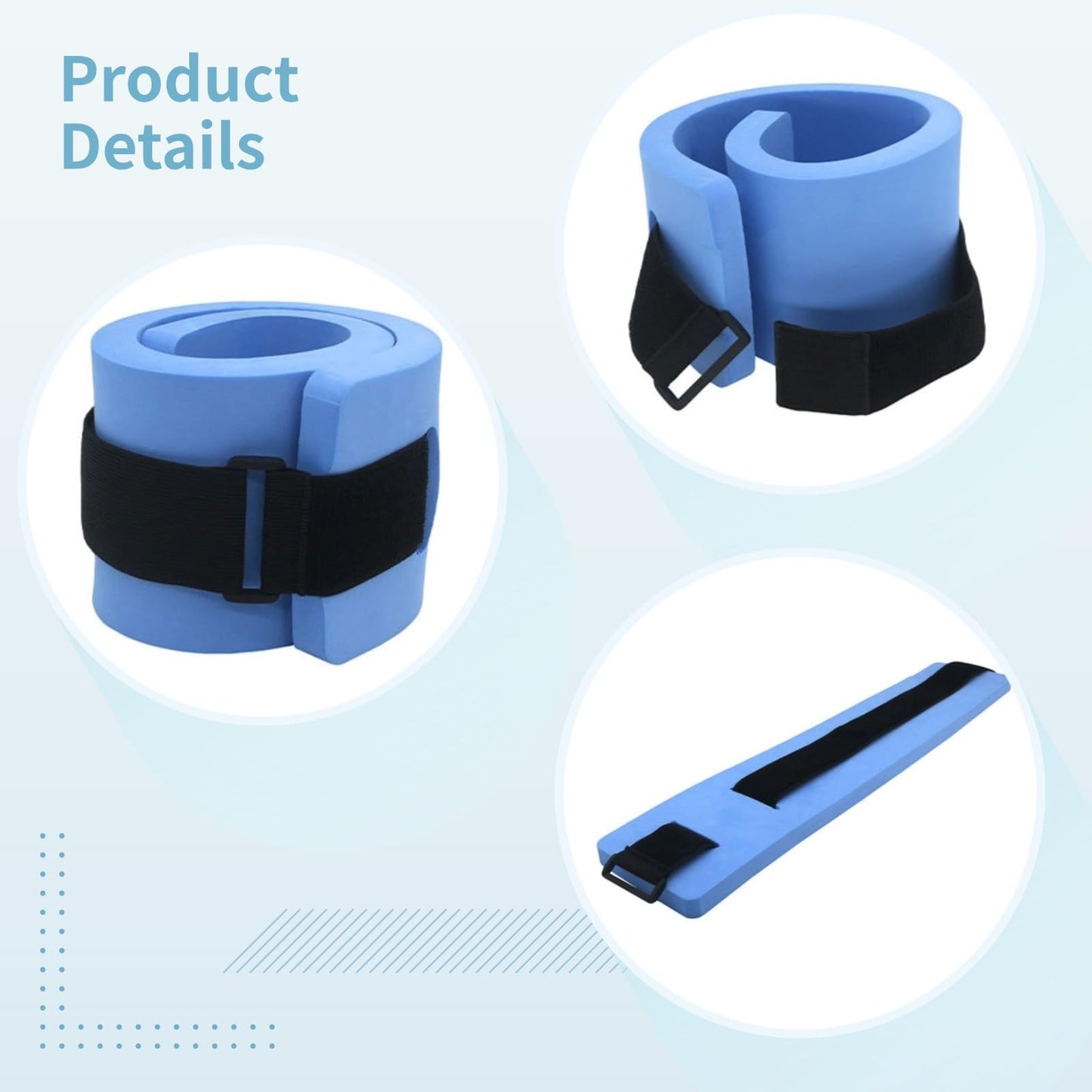2 Pcs EVA Thickened High Buoyancy Swim Belts for Water Aerobics, Adjustable Swim Weights for Pool Exercise, Blue, Ideal for Swimming and Water Fitness Training