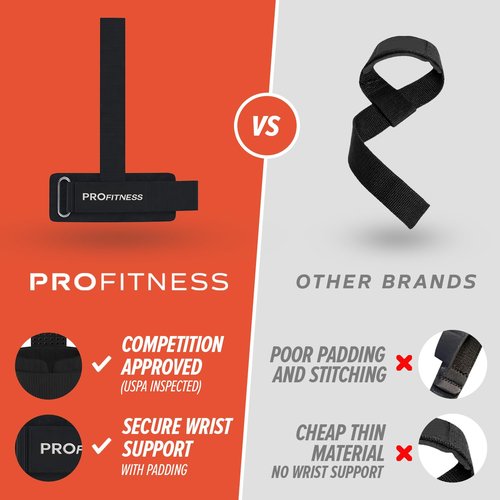 ProFitness Weight Lifting Straps - Wrist Straps for Weightlifting - Padded Workout Wrist Wraps for Men | Lifting Straps Gym as Workout Straps for Men - Weightlifting Wrist Straps (Black/White)