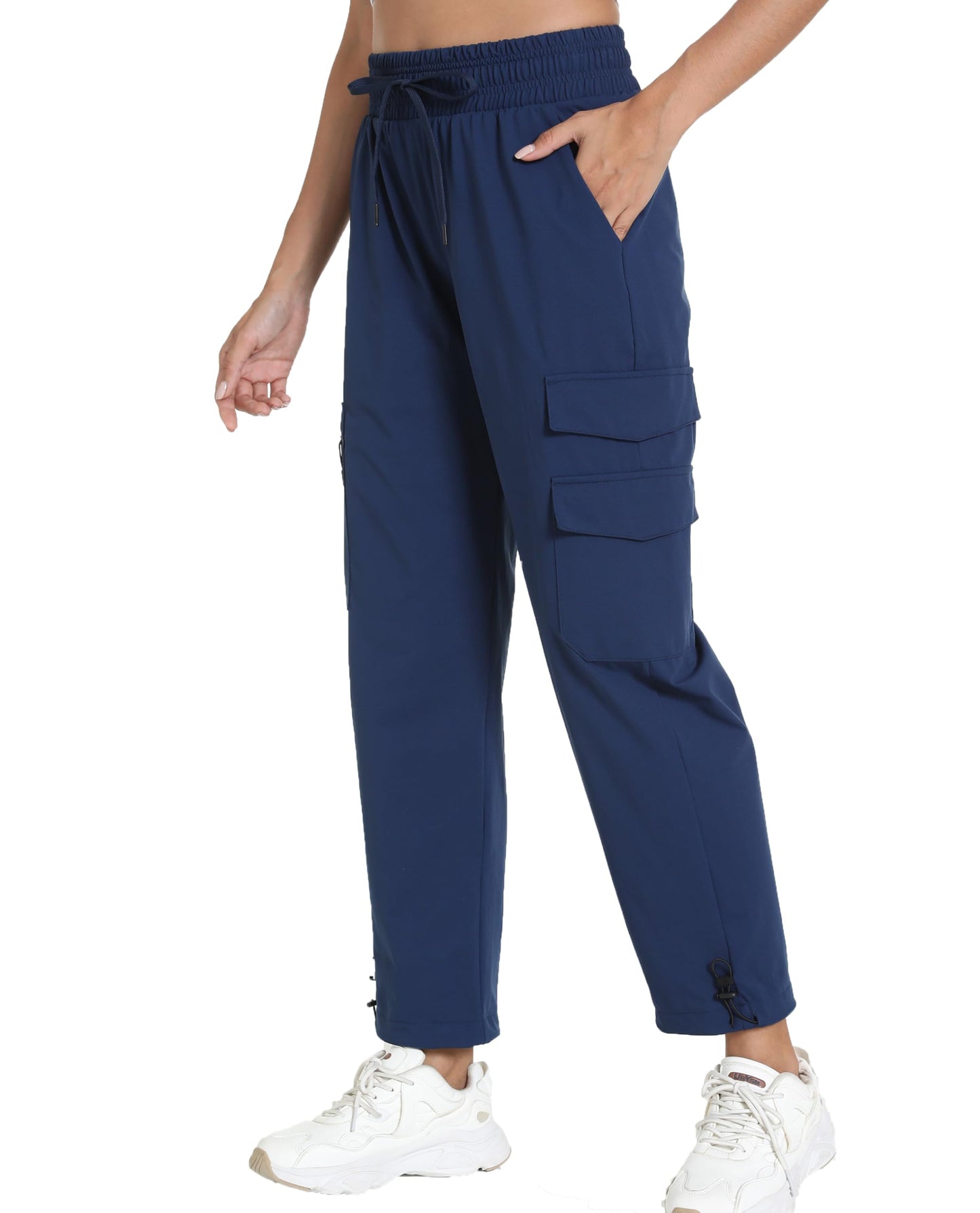 Quick Dry Lightweight Women's Hiking Cargo Pants With 5 Pockets(Navy L)