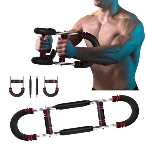 Twister Arm Exerciser,80-110lb Adjustable Spring Workout Bar, Forearm Triceps Chest Enhanced Exercise Strengthener,Portable Home Fitness Equipment, Detachable Design Fitness Anywhere (RED)