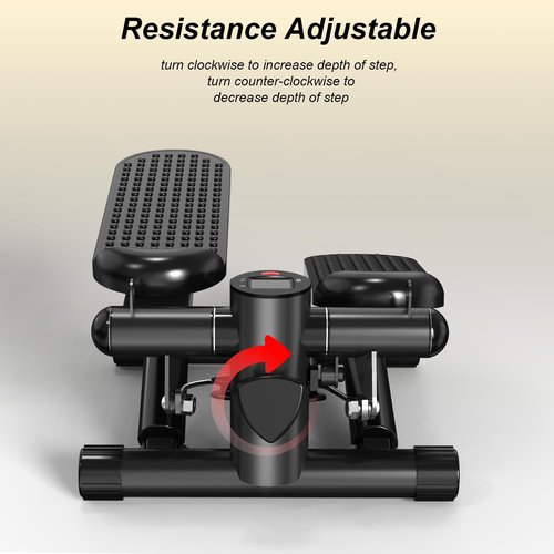 UPREIGN Mini Stair Stepper for Home Exercise, Low-Impact Stiar Stepper, Weight Capacity 300 LBS, with Digital Monitor and Resistance Bands, Black