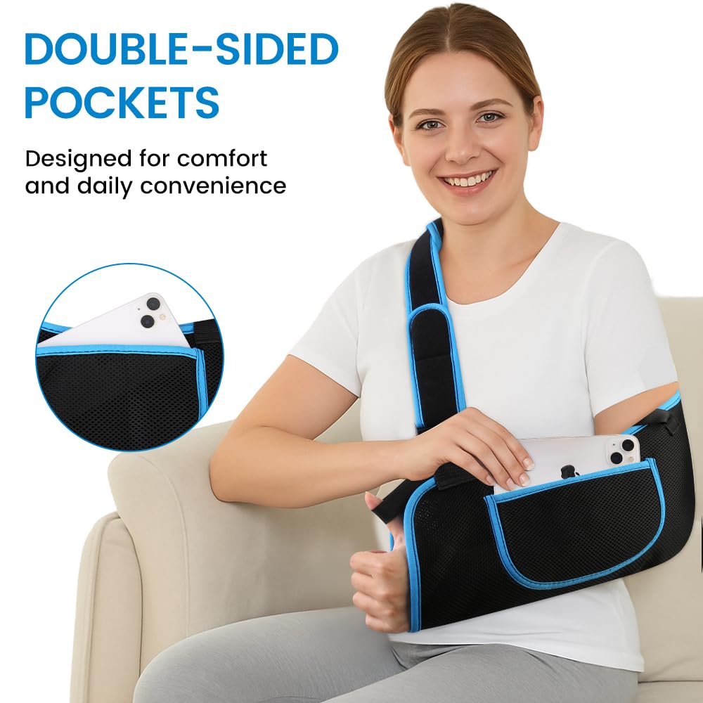 Arm Sling Shoulder Immobilizer for Men and Women, Adjustable Rotator Cuff Support Brace, Fit Left or Right, Comfortable Medical Slings for Elbow and Wrist Injury, Forearm Fracture, Surgery Recovery