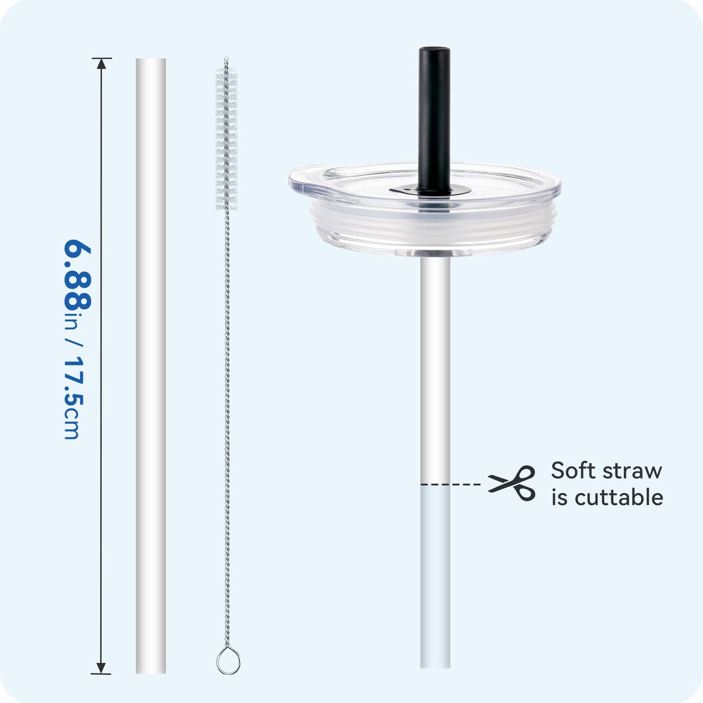 Prurex 20 oz Straw Lid - Replacement Leak - Proof Cover for 3.2 - inch Press - Fit Cup Mouths of Brands: TEEZWONDER, LEIOH, VIWIS, SUNWILL, NewEleven, MJZAKEFR, AXIARA, Niduilef, SANDJEST (Black)