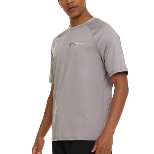 Champion Rash Guard for Men Short Sleeve, Mens Swim Shirt, Sun Shirt UPF+ 50 UV Protection, SPF Quick Drying Rashguard Light Grey