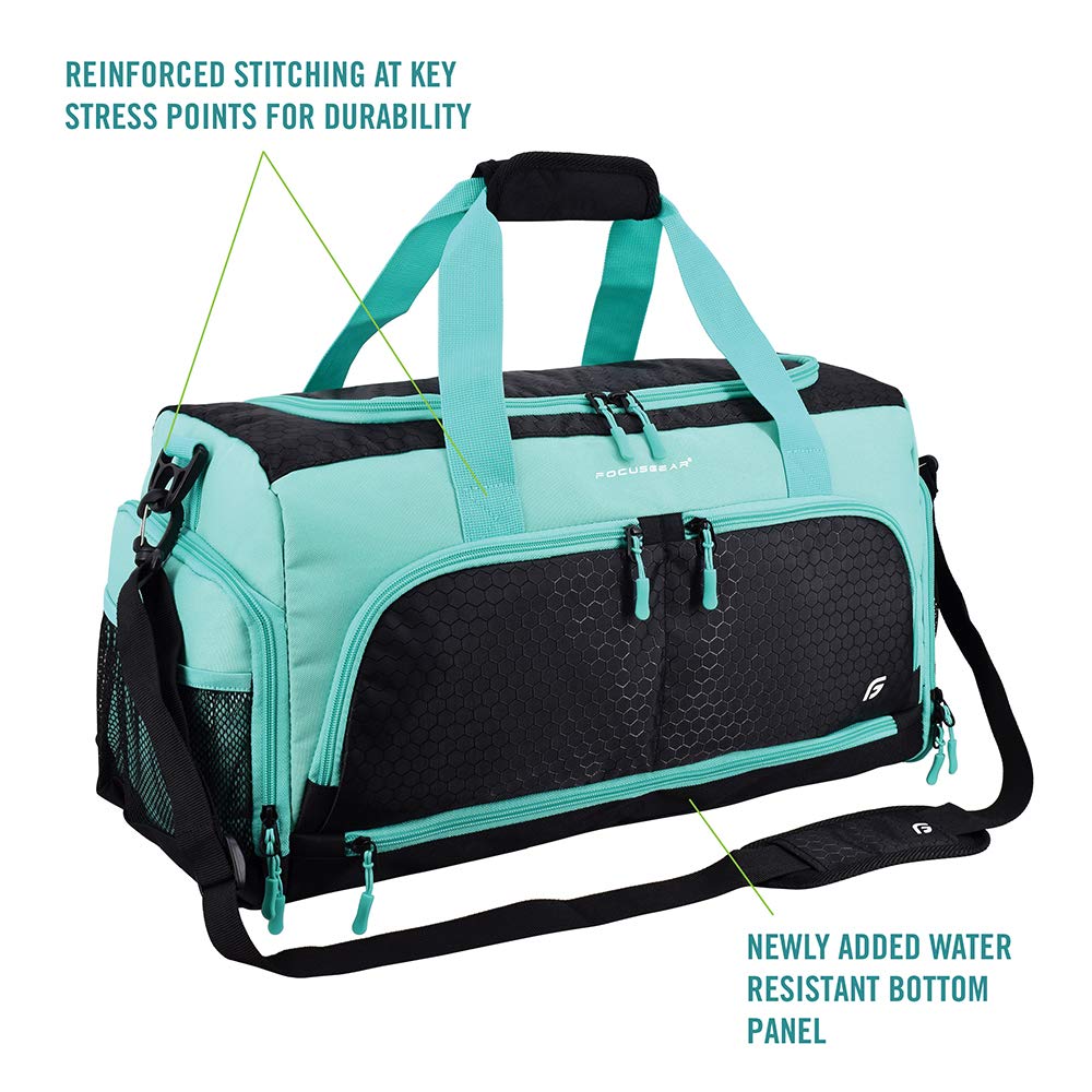 Ultimate Gym Bag 2.0: The Durable Crowdsource Designed Duffel Bag with 10 Optimal Compartments Including Water Resistant Pouch, Teal, Medium (20")