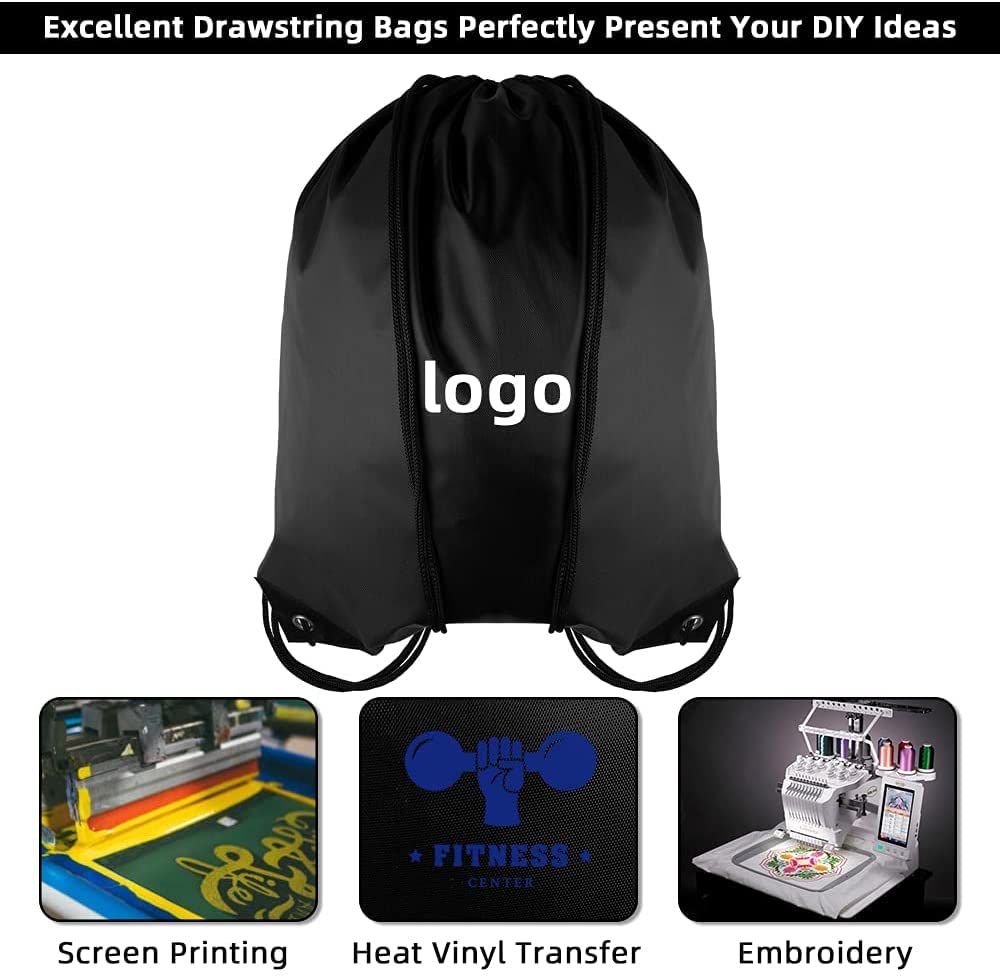 GoodtoU Drawstring Backpack Bulk 48 Pcs Drawstring Bags bulk Nylon Draw String Bag Black String Bags for Adult