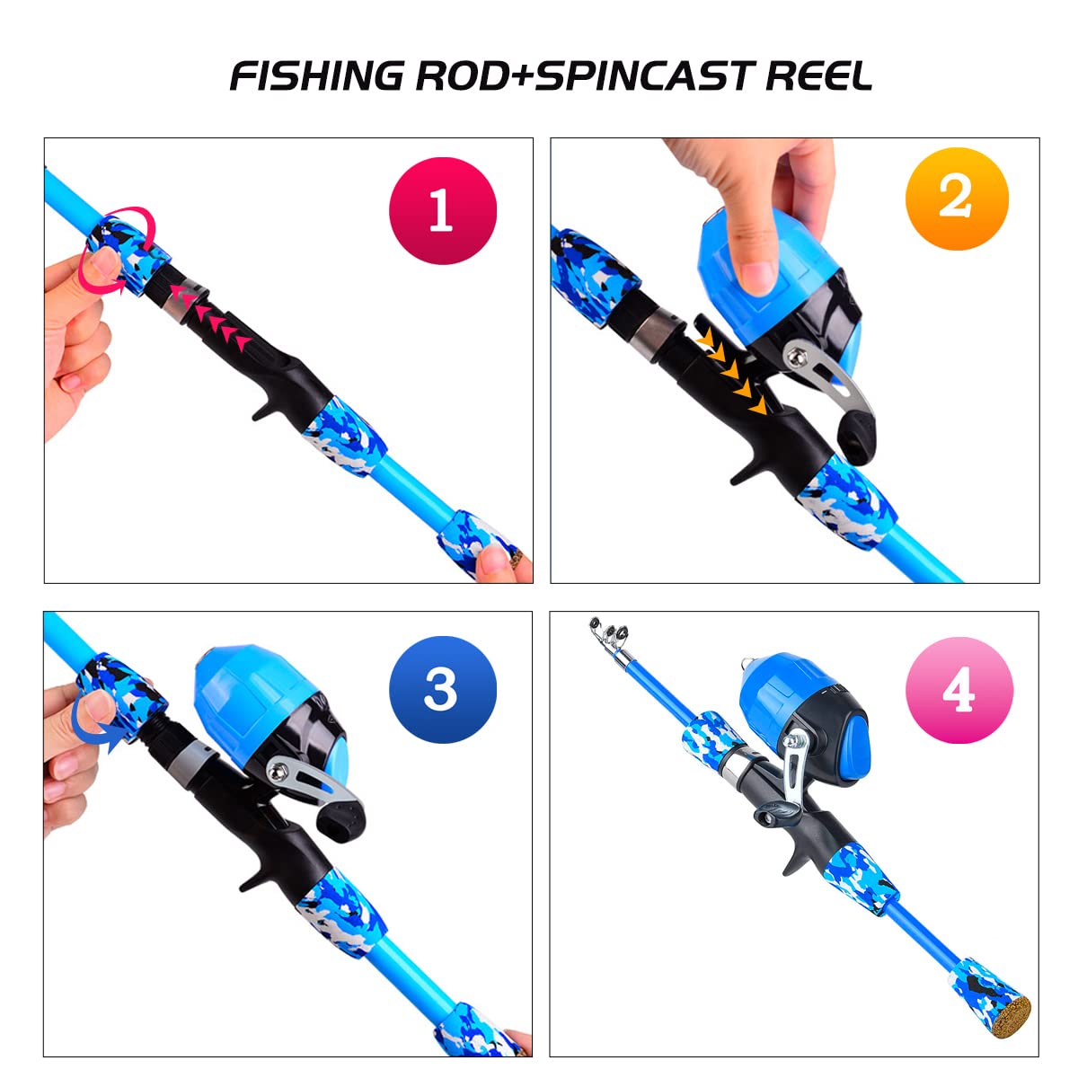 Kid's Portable Telescopic Fishing Rod and Reel Combo with Tackle Box, Bucket, and Net - Perfect Fishing Gift for Boys, Girls, Youth Beginners