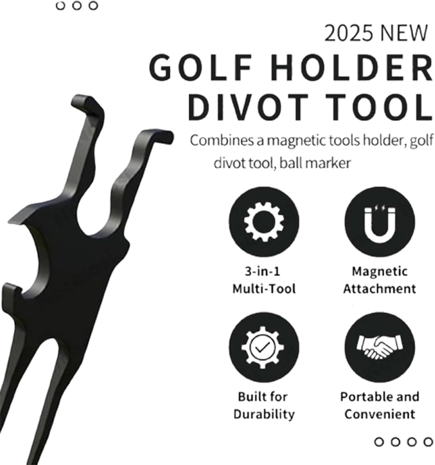 2PCS Golf Multi-Tool - 2025 Magnetic Cigar Holder for Golf Cart, Cigar Holder, Leather Tool and Ball Plate, Golf Tools