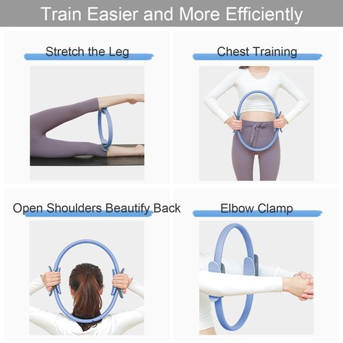 RYTMAT Pilates Ring 14.7 Inch Magic Fitness Circle Durable TPE Padded Handles Exercise Equipment for Toning Strengthening Thigh Abs, Legs and Arms (Blue)