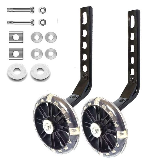 Mehome Flash Training Wheels for 12 14 16 18 20 Inch Kids Bike，Heavy Duty Training Wheels for Single Speed Bicycle (Black 1)