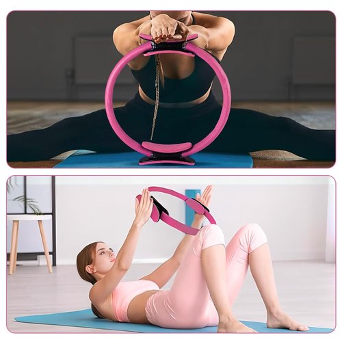 Pilates Ring and Ball Set, 6 Pcs Home Pilates Kit with 13” Circle Circle Yoga Ring 3 Resistance Bands 9.8” Pilates Ball Pilates Grip Socks, Pilates Essential Kit for Women Girl Home Workouts (6 PCS)