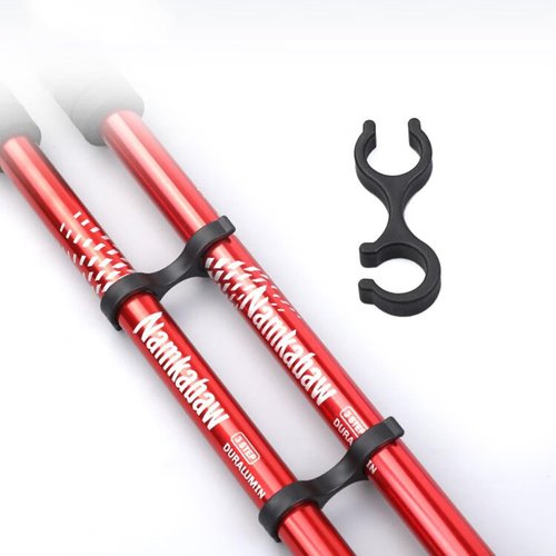 Trekking Pole Clips - 4Pcs Double Rod Buckle Connector for Hiking Poles (0.55in - 0.7in Diameter) - Walking Stick Accessories Ideal for Mud, Swamp, and Snow Areas
