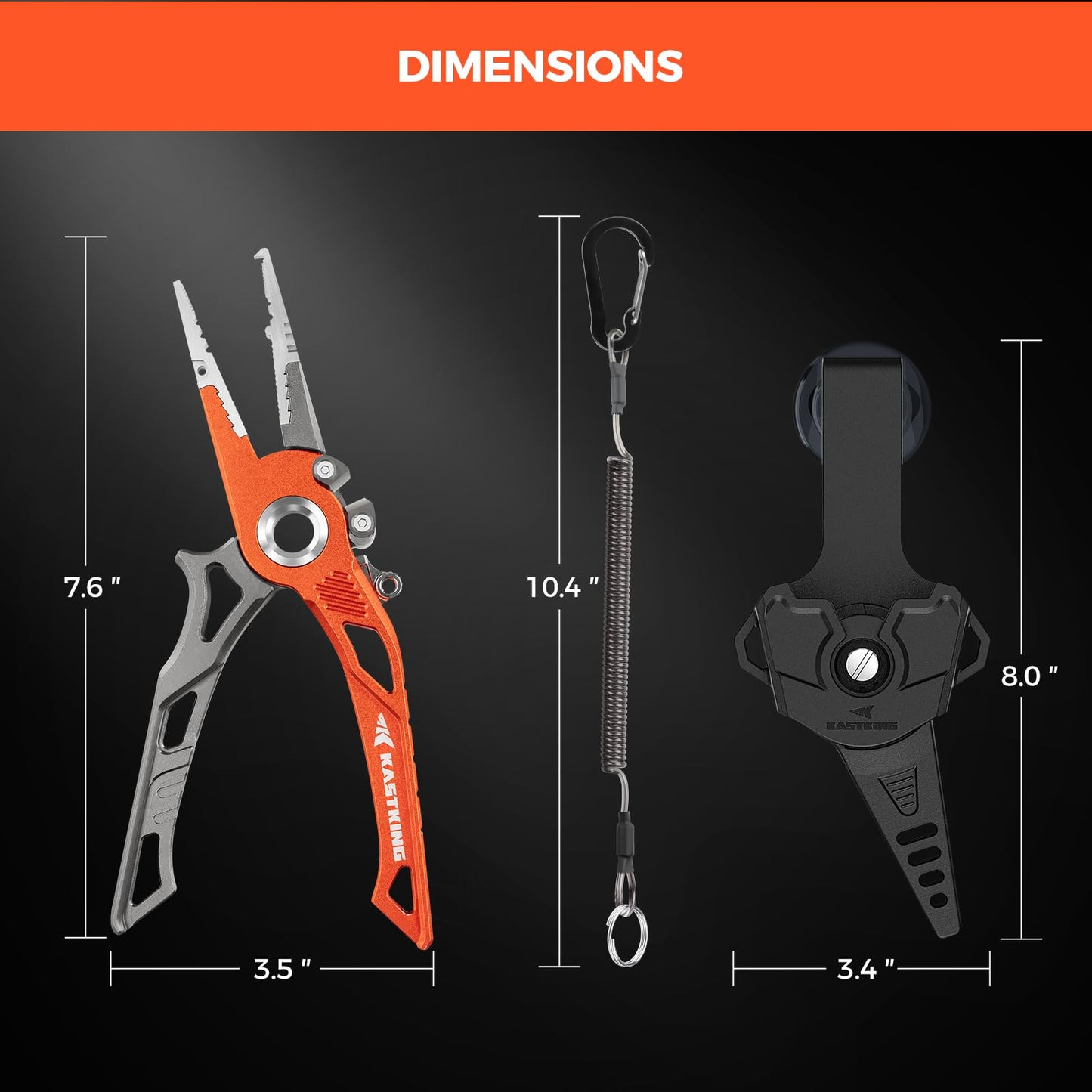 KastKing AlumaStream 7.5" Aluminum Fishing Pliers, Hook Remover, Split Ring Pliers, Fishing Gear, Fishing Gifts for Men, Corrosion-Resistant Saltwater & Freshwater Pliers, 17-4 Stainless Steel Jaws