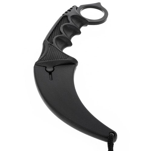ASR Tactical 7" Hawkbill Full Tang Fixed Blade Knife with Sheath and Lanyard, Matte Black