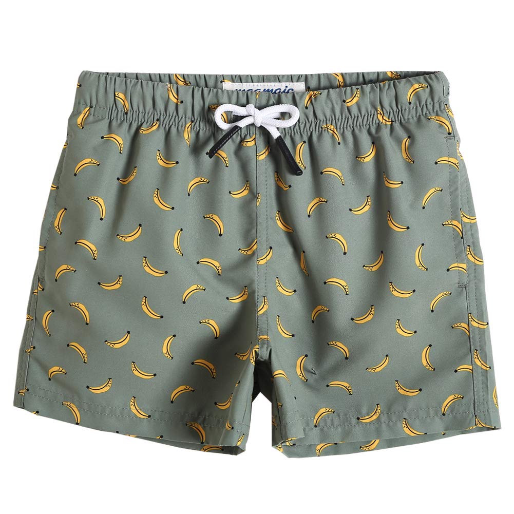 maamgic Boys Swim Trunks Toddler Swim Shorts Little Boys Bathing Suit Swimsuit Toddler Boy Swimwear,Banana-Matcha Green,8 T