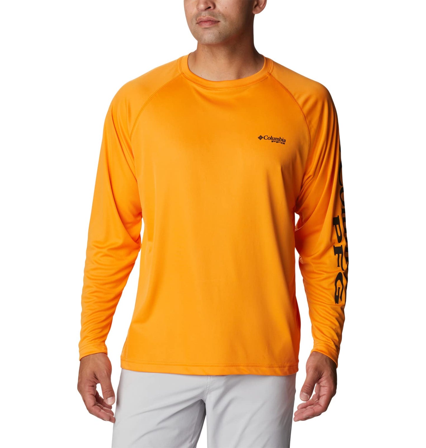 Columbia Men's Terminal Tackle Long Sleeve Shirt, Orange Blast/Black Logo, 4X Big