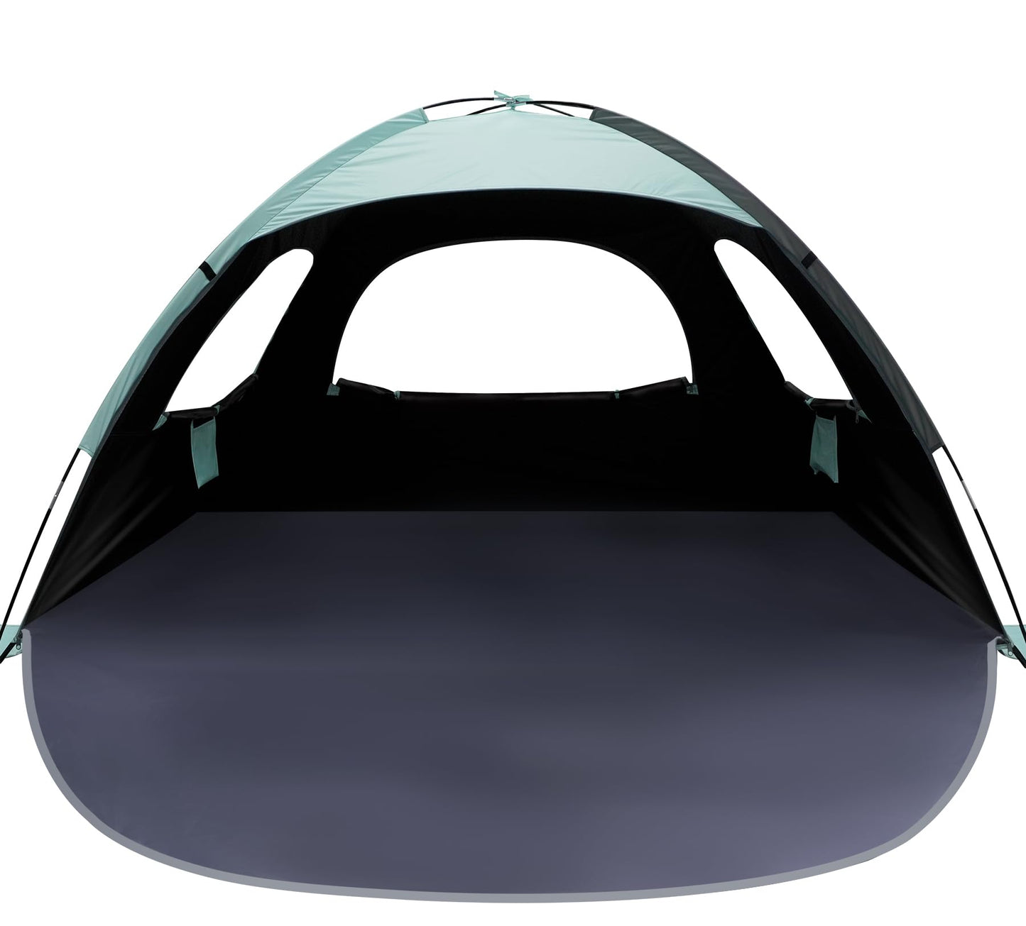 WhiteFang Beach Tent Anti-UV Portable Sun Shade Shelter for 3 Person with Blackout Shelter, Extendable Floor with 3 Ventilating Mesh Windows Plus Carrying Bag, Stakes and Guy Lines (Mint Green)