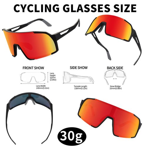 OULAIQI Baseball Sunglasses for Men Women,Sports Cycling Glasses for Running Driving Fishing Volleyball Mountain Bike Sunglasses with UV Protection (BLACK RED)