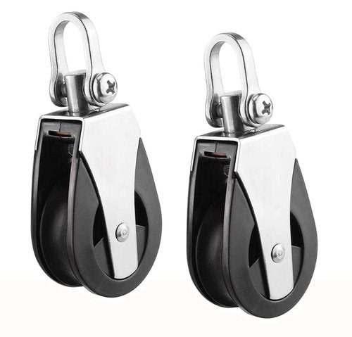 LEQMG High Load Capacity Marine Stainless Steel Nylon Block Universal Single Head Pulley,Smooth Silent Bearing,Rope Runner Boat Accessories(2 Pcs)