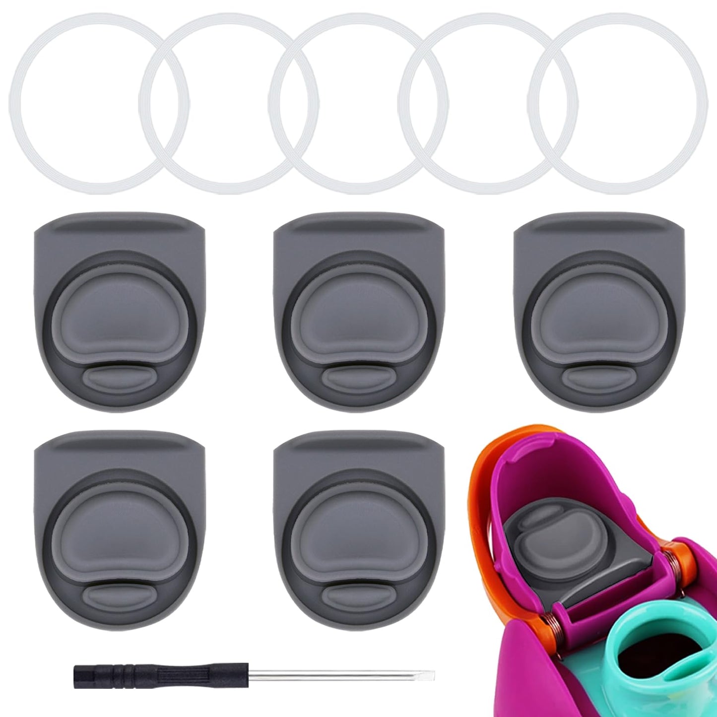 BMSQOFD 5 Sets Replacement Seal Gasket Stoppers for Owala Freesip Cap Mouth,Silicone O Sealing Ring Parts Water Bottle Top Lid Accessories for Owala Freesip 16/19/24/32/40oz 5p1-B03