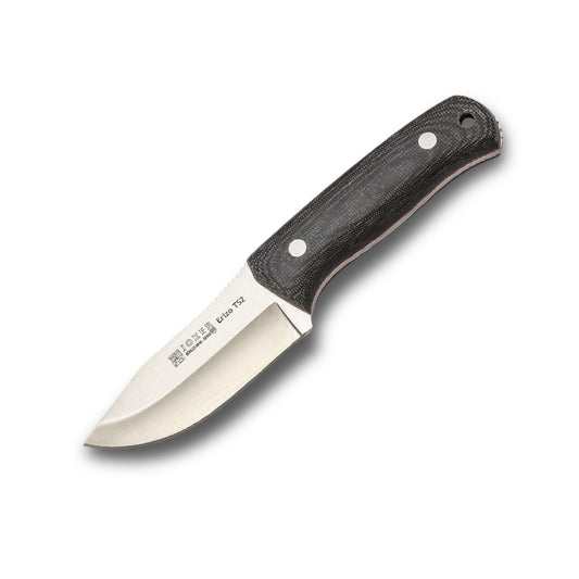 Joker Erizo TS2 Survival Knife CM142 – 3.74" N695 Steel Blade, Canvas Micarta Handle, Leather Sheath with 550 Paracord – Outdoor Tool for Fishing, Hunting, Camping & Hiking