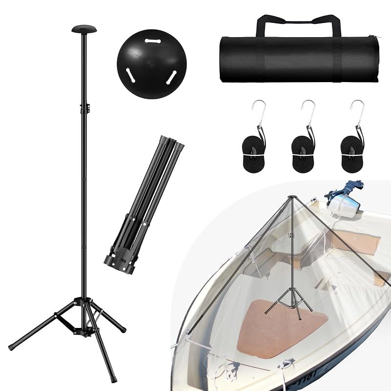 Boat Cover Support Pole 33-63in with 24in Tripod Base - Adjustable, Rust-Resistant Iron Alloy (1 Pack)