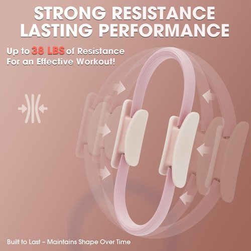 PAETA Pilates Ring Set – 14” Magic Circle with 38 lbs Resistance, Dual Padded Handles, 9.8” Pilates Ball, and 5 Resistance Bands for Home Workouts