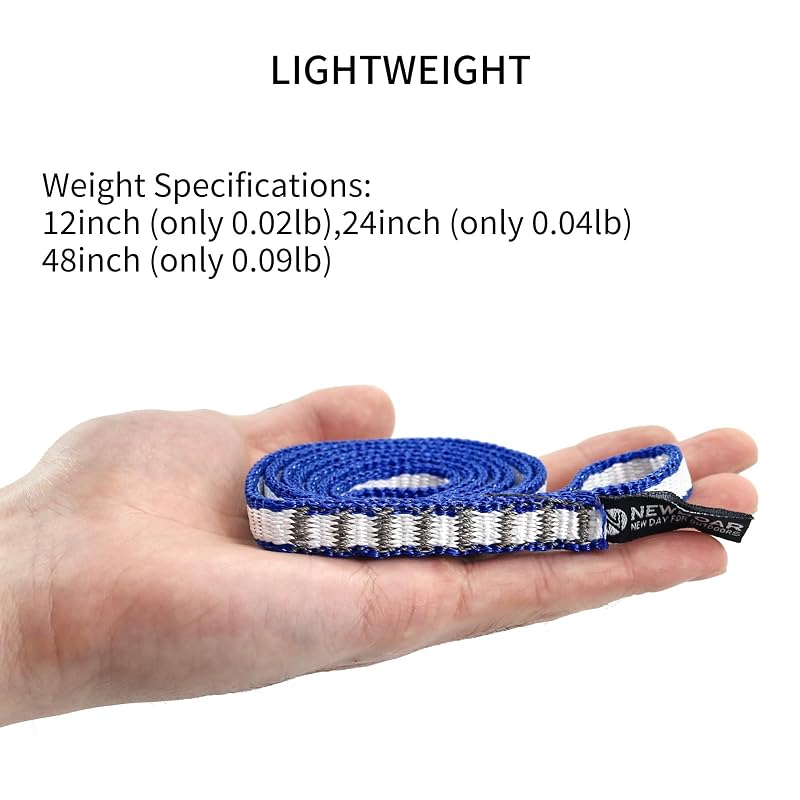 Climbing Sling 10mm Dyneema Sling Runner, 22kN - 60cm Blue (3pcs) for Anchors & Rappelling