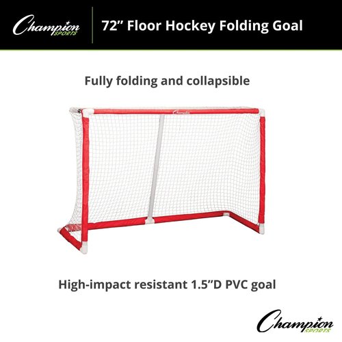Champion Sports Floor Hockey Collapsible Goal (Red, 72 x 48 x 24-Inch)