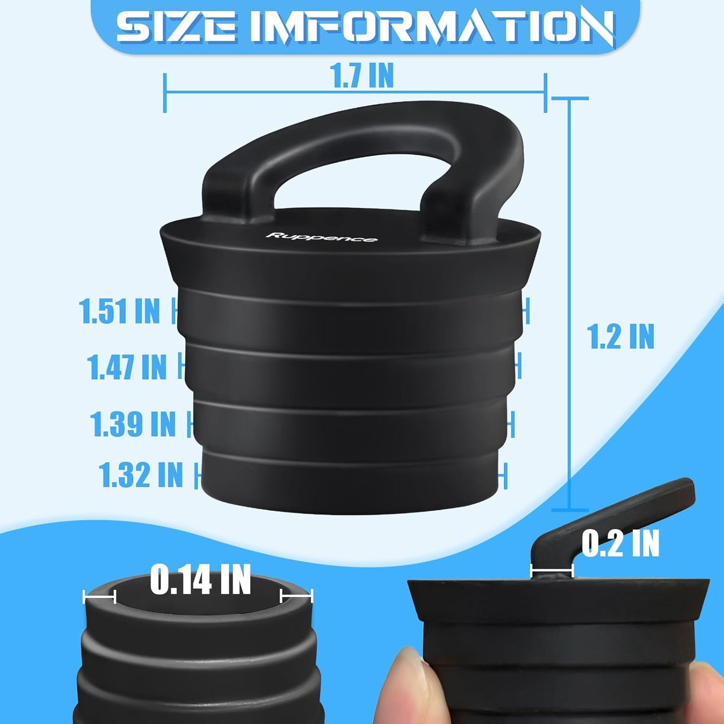 1-1/2" Kayak Scupper Plugs, Push-in Boat Drain Kayak Plugs for Sit on Top with Ring Pull Design, Watertight Livewell & Bilge Stoppers for Marine Drain Holes, Canoes & Small Watercraft (4Pack)