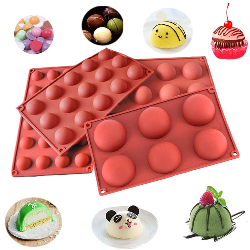 Shxmlf Semicircle Silicone Mold 4-Pack – Half Sphere Cake, Mousse & Gummy Molds Set