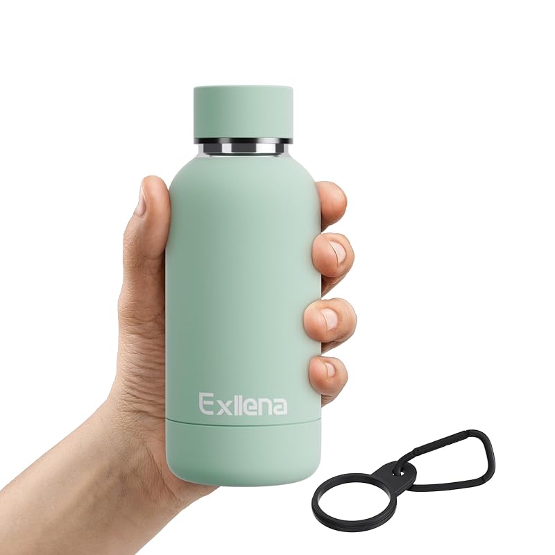 Exllena 12 oz Double-Wall Stainless Steel Water Bottle with Clip - Mint Variation