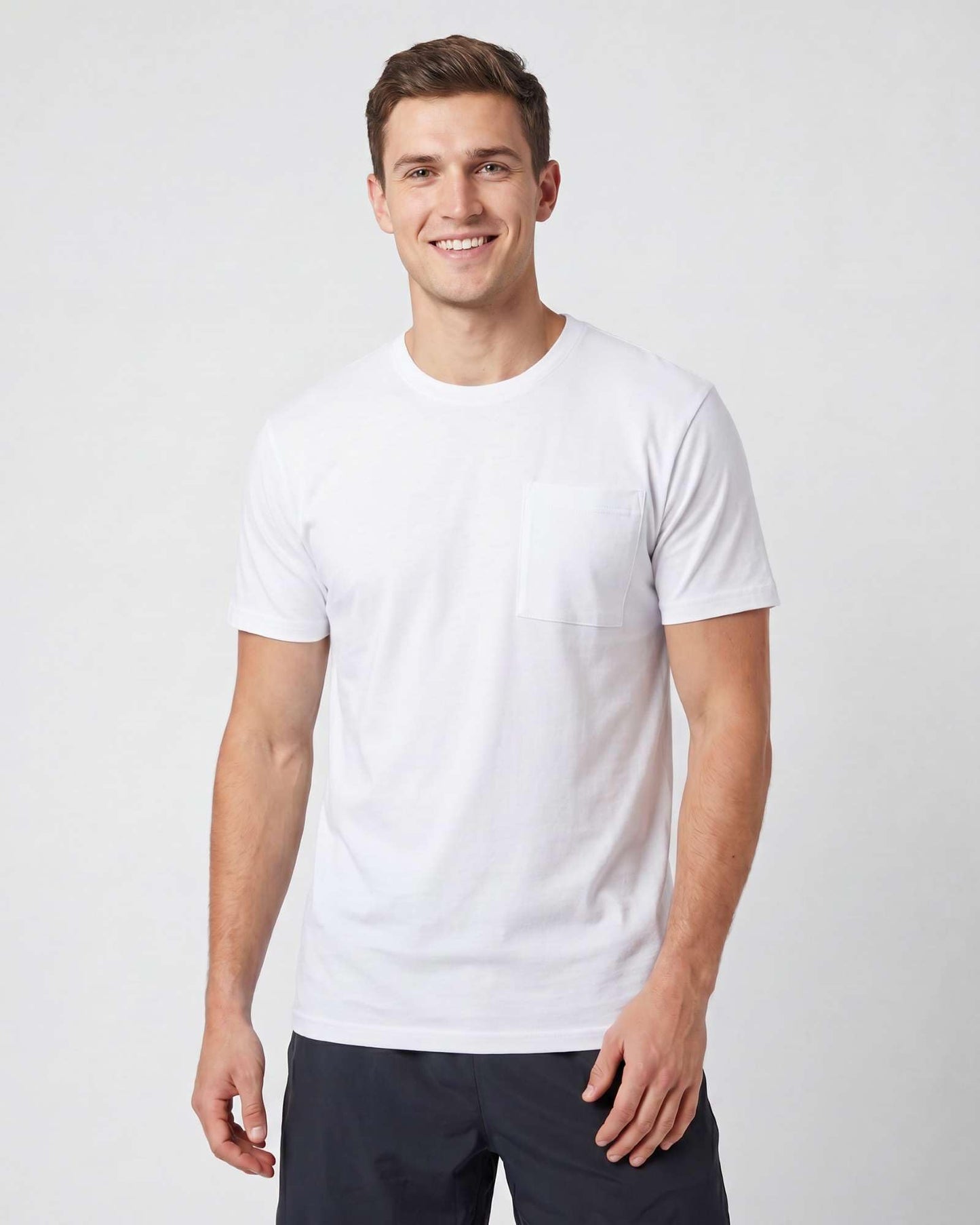 Real Essentials 4 Pack: Men's Cotton Performance Short Sleeve Crew Neck Pocket T-Shirt Athletic Top (Available in Big & Tall)