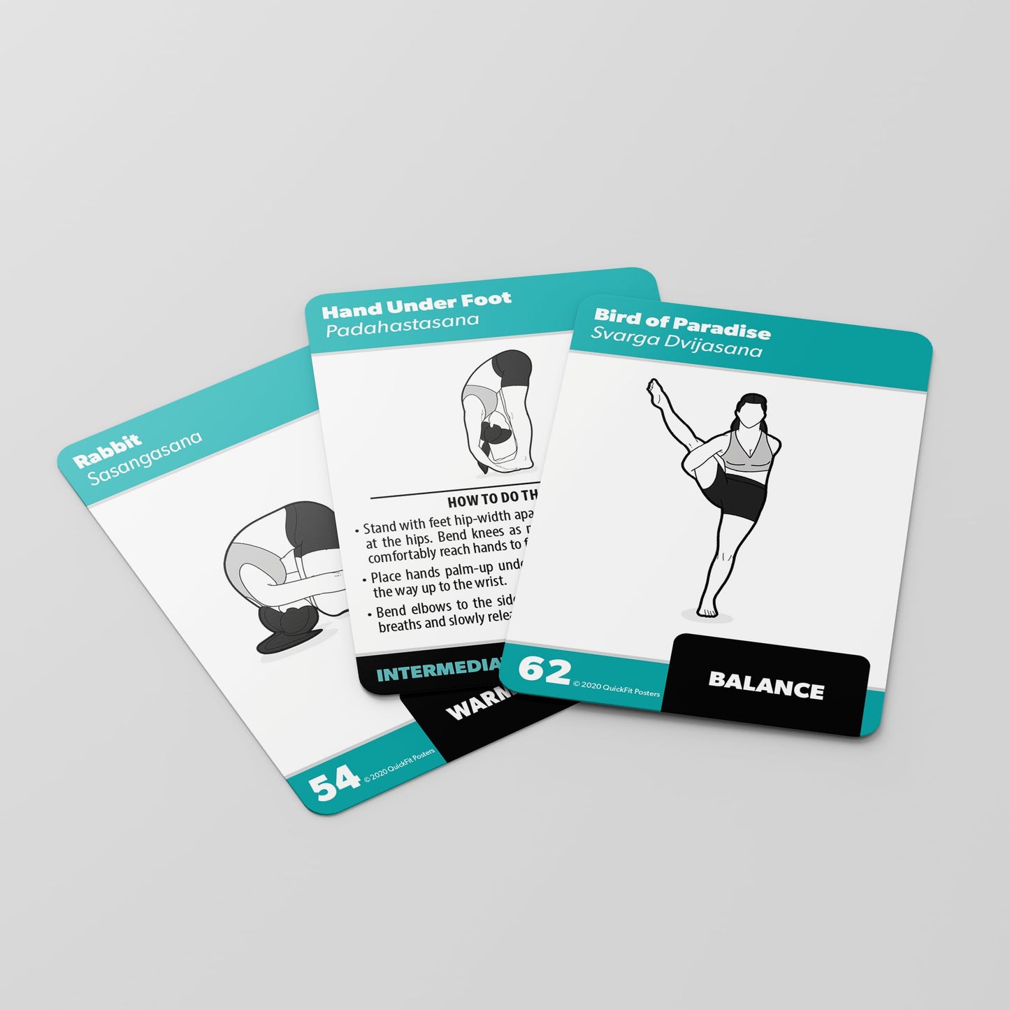 2 Pack Yoga Pose Exercise Cards Volume 1 & 2 - Yoga Positions and Workout Fitness Cards with Over 100 Poses - 2.5" x 3.5"