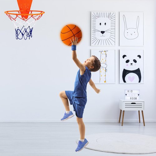Silent Basketball and Hoop Set, Silent Basketball, 2025 Upgrade Quiet Foam Indoor Training Ball, No Noise with Wall Mount Hoop Silent Ball Professional Indoor Basketballs Frame(No.5-8.66")