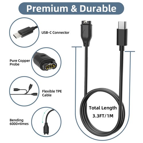 Clolasa USB-C Charging Cable for Garmin Watch Charger