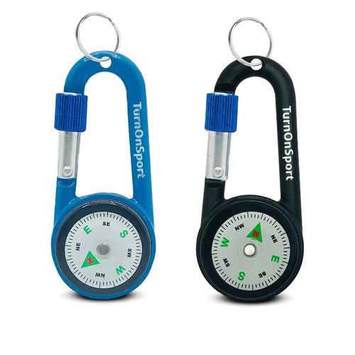 Carabiner Clip On Compass Hiking - Compact Compass Keychain Backpacks | Small Pocket Magnetic Compass Keychain for Kids - Hiking Compass Twist Lock | Keyring Keychains Outdoor Survival Camping 2 pcs