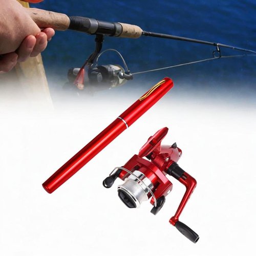 Yiju Compact Fishing Rod and Reel Combo for Travel and Outdoor Use, Red