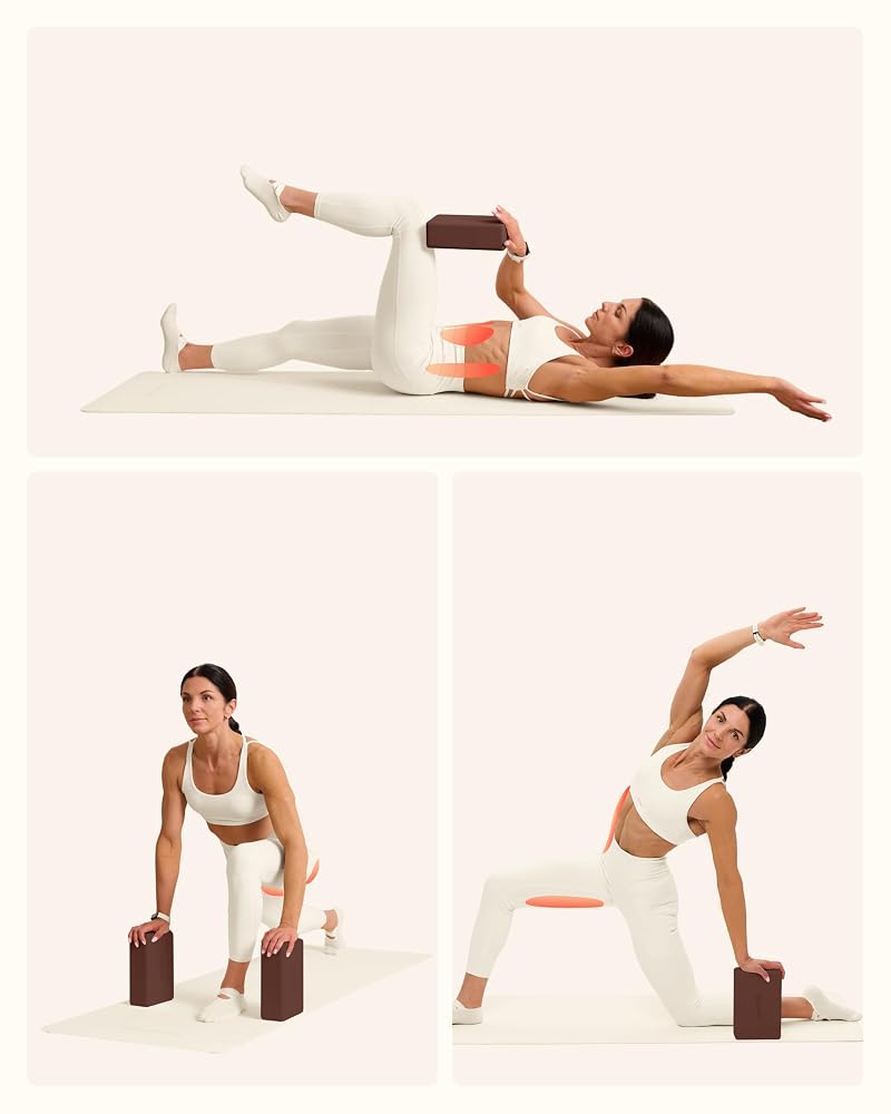 BetterMe Yoga Blocks Set of 2 - High Density Foam, Chocolate Brown