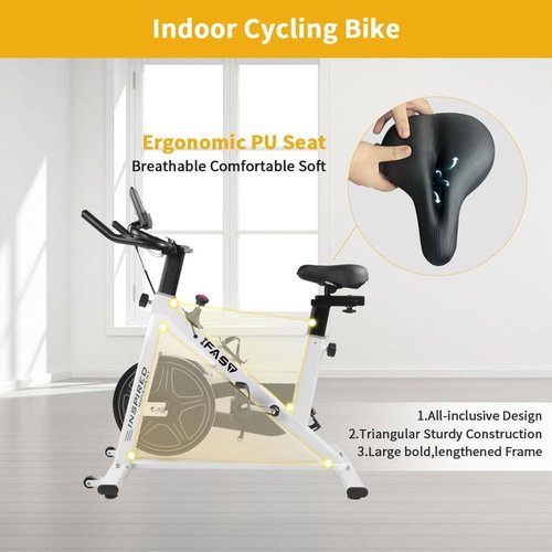 BKNROIHB Home Spin Indoor Exercise Bike with LCD Monitor and Comfortable Seat Cushion