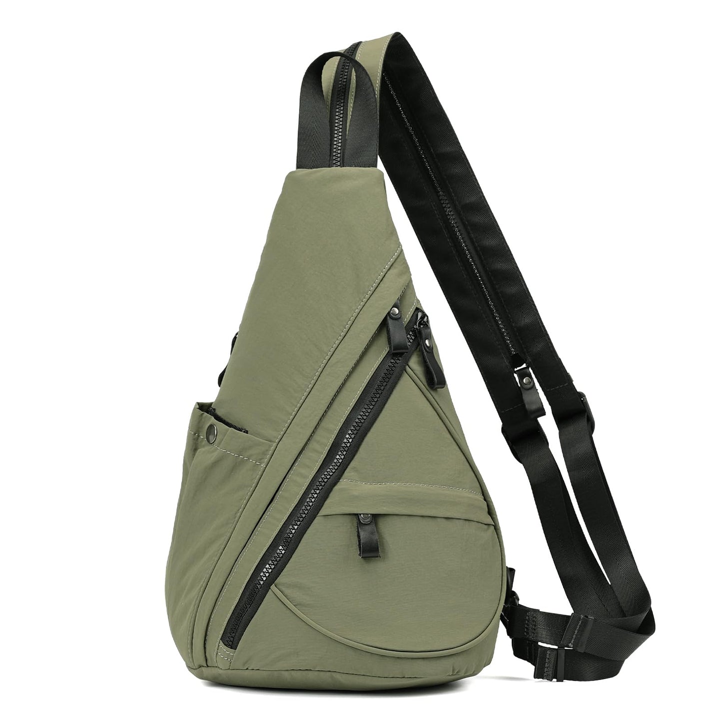 KL928 Crossbody Sling Backpack Nylon Cross Body Bag Travel Hiking Shoulder Bags Daypack Rucksack Unisex (Olive Green)
