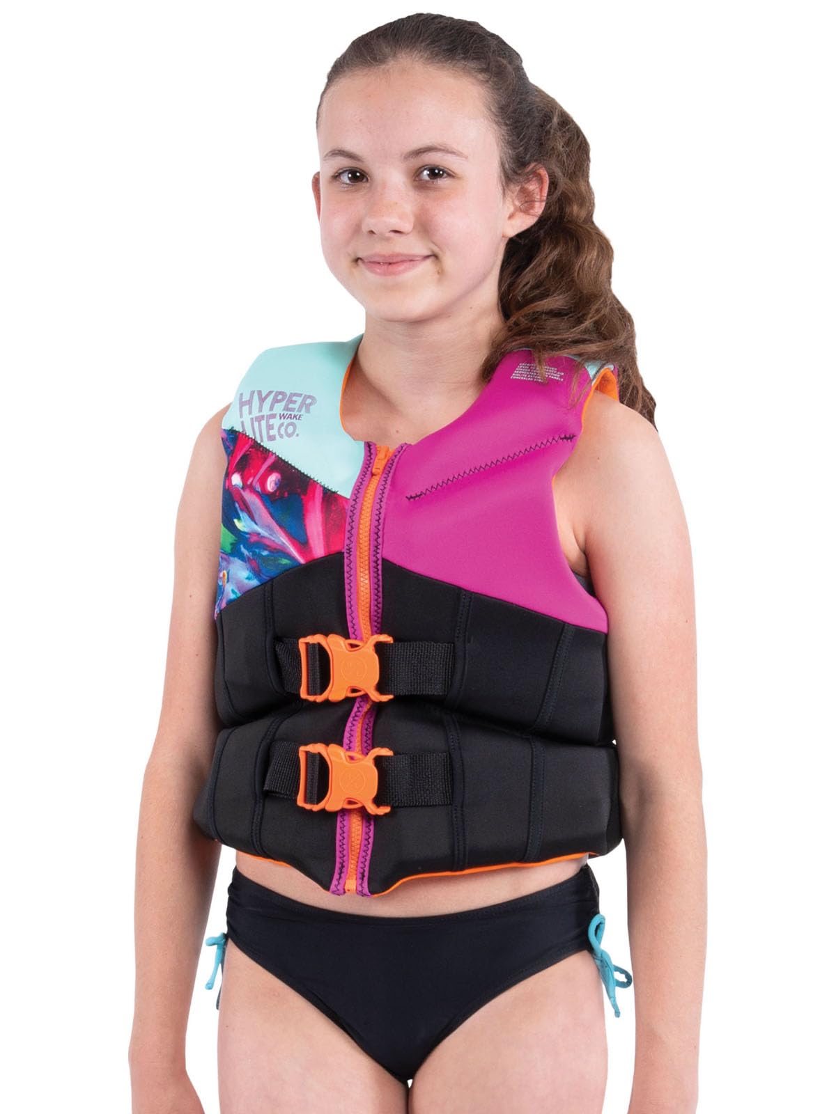 HyperLite Elite Youth Life Jacket, US Coast Guard Approved Level 70 Buoyancy Aid, Great for Any Water Sports Activity, Youth Girls, 50-90lbs