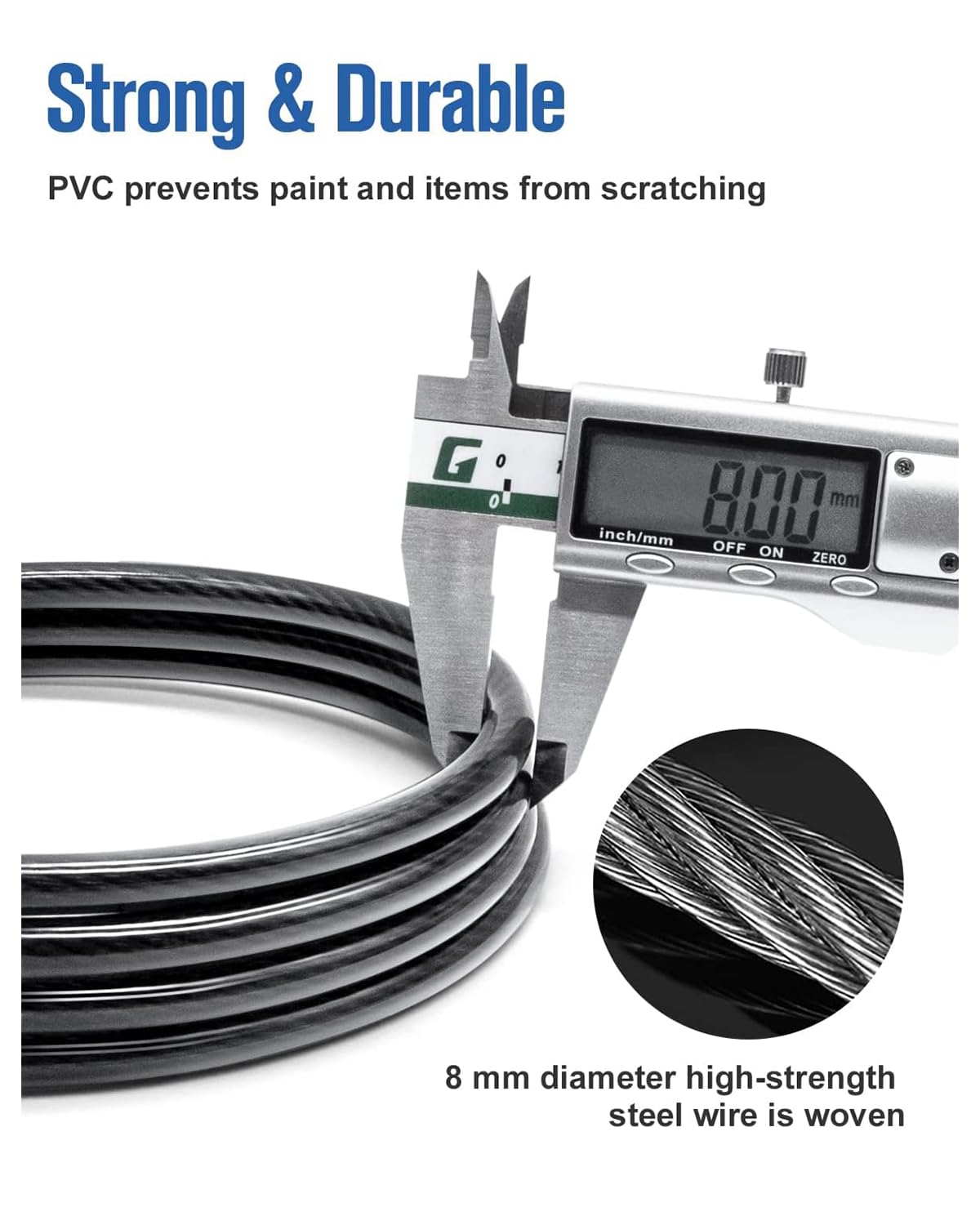 NDakte Bike Lock, Extra Long Straight Cable Lock (6FT, 12FT, 18FT, 22FT, 27ft) with Resettable Combination, Unique Narrow Designed for Kayaks, Scooters, Paddle Boards and Outdoor Gear