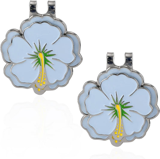 2pcs Magnetic Golf Ball Marker with Hat Clip, Flower Shape Golf Marker Magnet Set Cap Hat or Visor Clip Sports Bag Accessories for Women Men Golfer Friends Gift