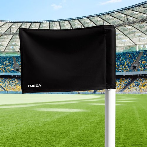 FORZA Corner Flags (Pack of 4) | Durable Polyester Soccer & Sports Field Flags for Training & Match Use - Standard and Pro Options (Poles Not Included) (Black, Pro)