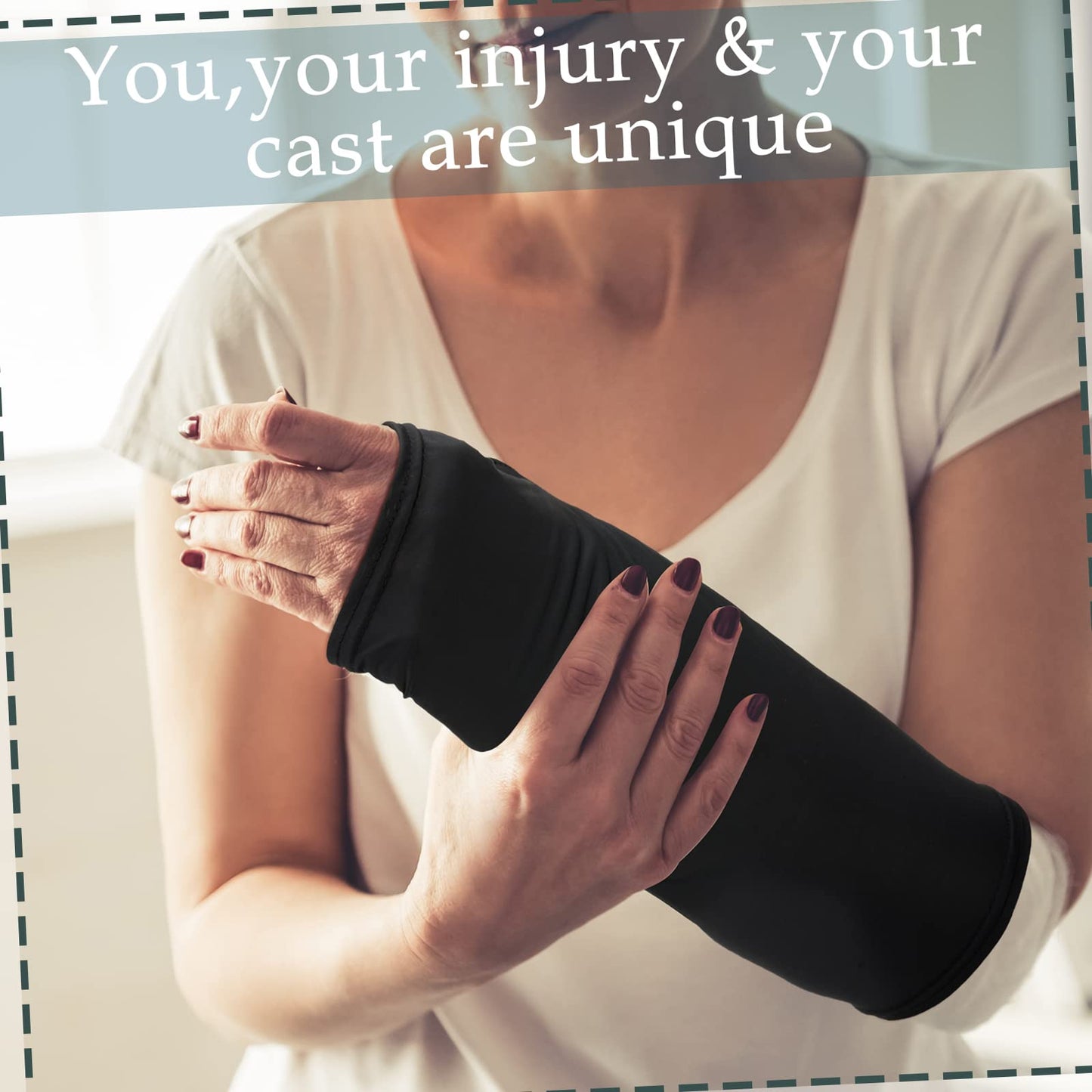 Boao 8 Pcs Arm Cast Covers Protector Splint Cast Covers Soft Elastic Arm Sling Sports Sleeve Reusable Breathable Wrist Elbow(Black,Classic)