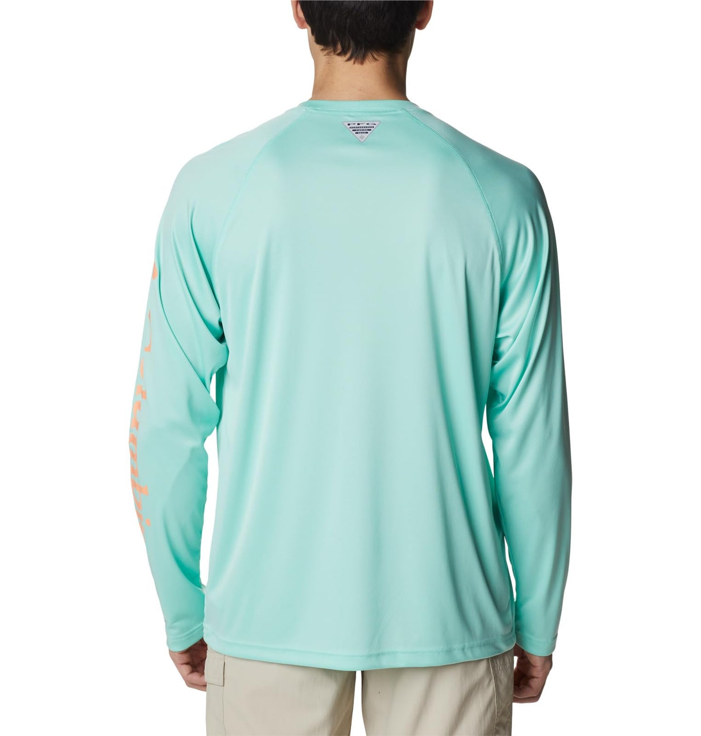 Columbia Men's Terminal Tackle Long Sleeve Shirt, Mint Cay/Bright Nectar Logo, 5X Tall