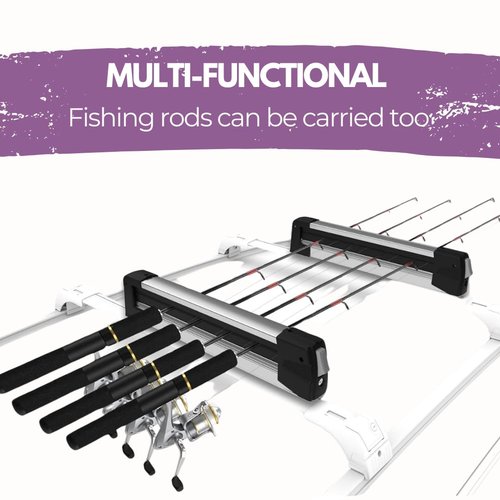 Erkul Ski Rack for Car Roof with Sliding Extension - 25" Universal Ski & Snowboard Rack with Lock | Holds 4 Pairs of Skis or 2 Snowboards - Fits All Types of Cross Bars