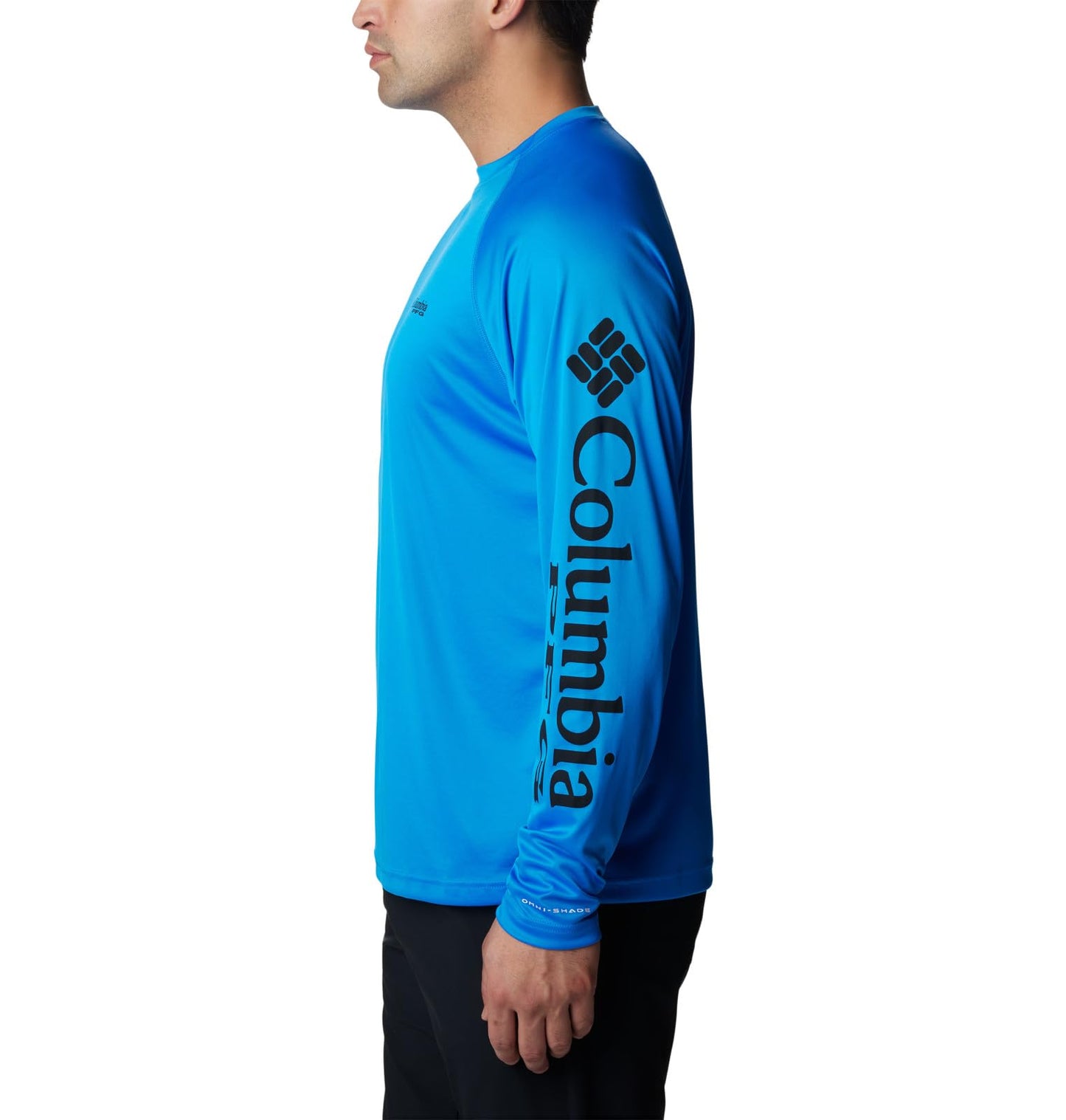 Columbia Men's Terminal Tackle Long Sleeve Shirt, Hyper Blue/Black Logo, 5X Tall