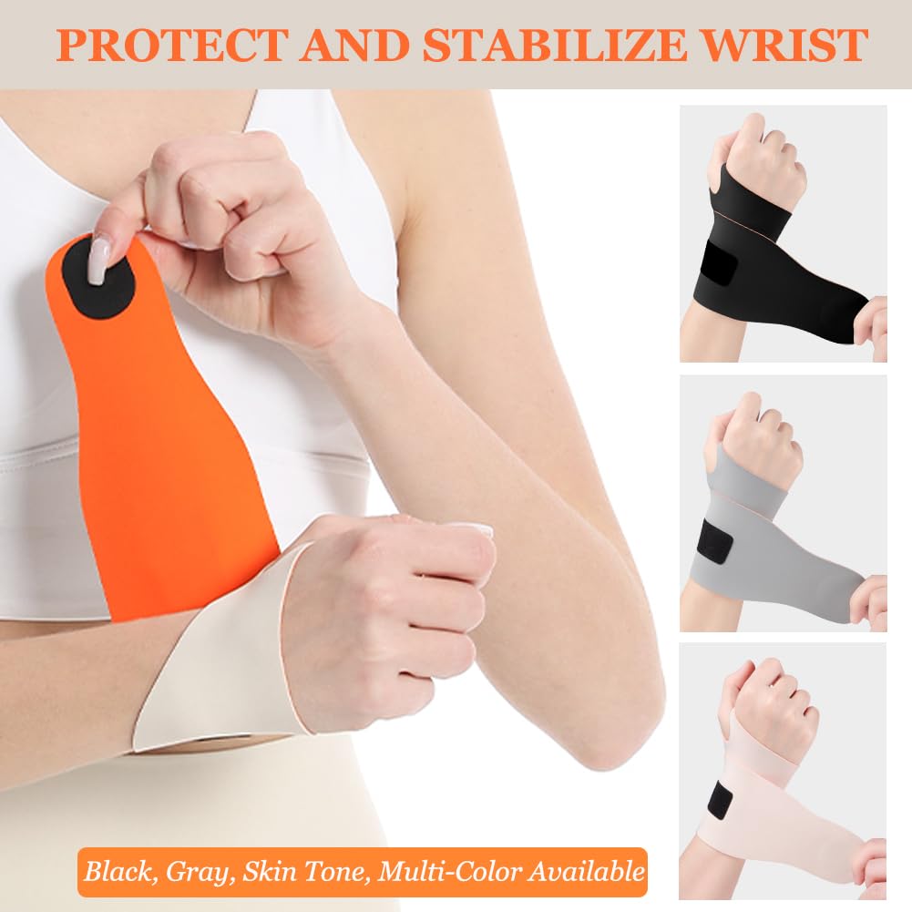 Soft Wrist Brace (2 Pack), Elastic Wrist Wrap Support for Carpal Tunnel Pain Relief, Tendonitis, Arthritis, TFCC Tear, Ultra-Thin Wrist Compression Strap for Fitness, Sports, Workout, Fit Both Hands